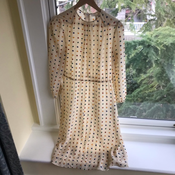 Vintage 100% silk longsleeved polka dot dress - Picture 1 of 6